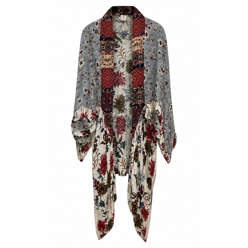 Umgee Boho Duster Kimono Long‎ Cardigan Mixed Print Floral M/L